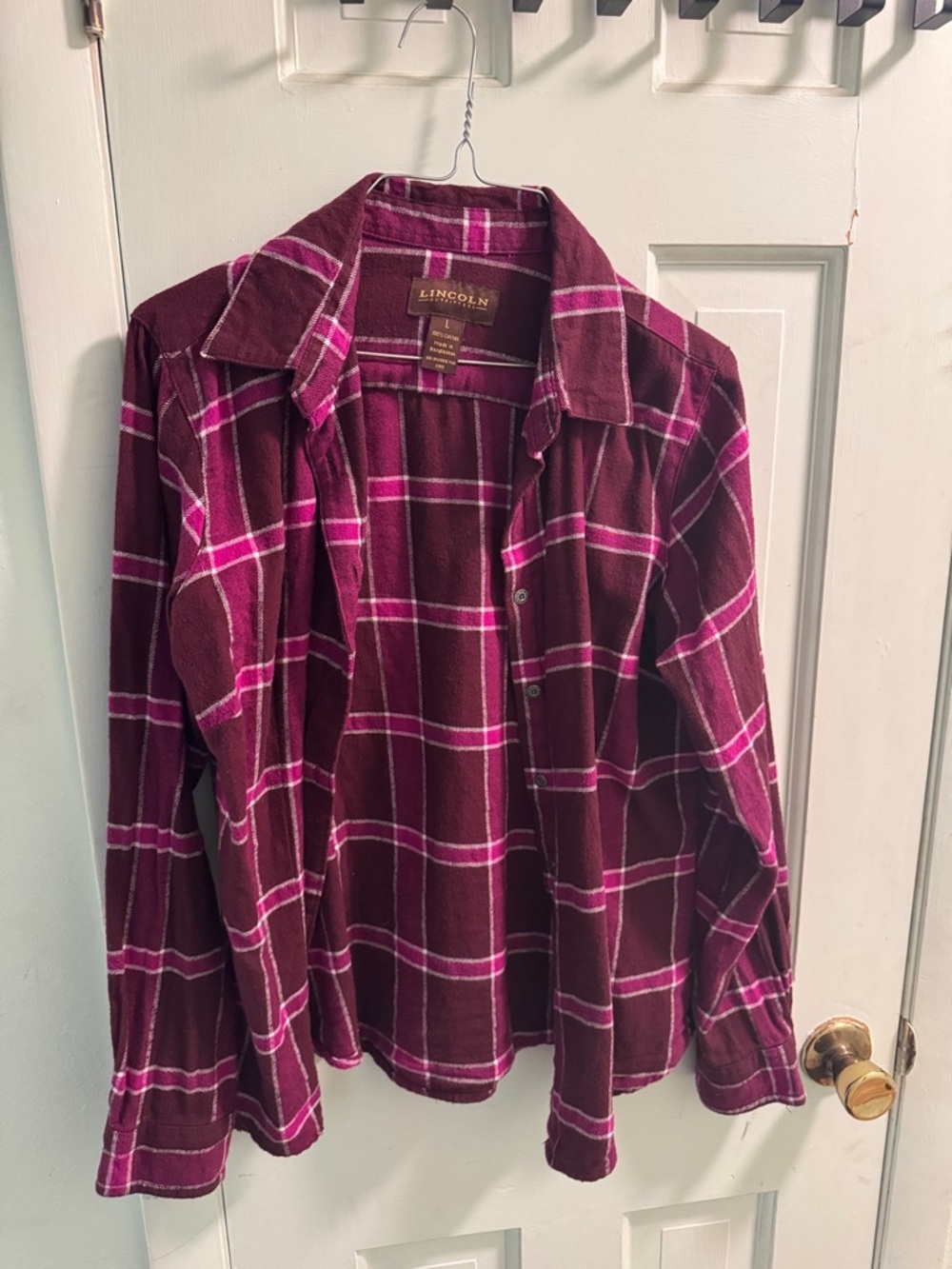 Lincoln Women's Burgundy Plaid Button-Up Shirt